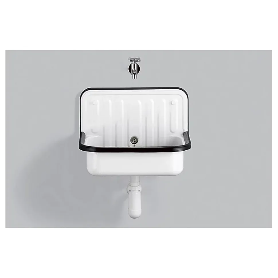 Déversoir mural avec trop plein - Couleur : BLANC avec bordure en plastique