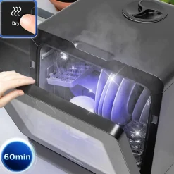 DW5 BK Lave vaisselle de table 950W 7 programmes lavage séchage Machine compacte posable Gain de place Sécurité enfants Duronic