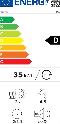 DW5 BK Lave vaisselle de table 950W 7 programmes lavage séchage Machine compacte posable Gain de place Sécurité enfants Duronic