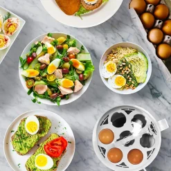 EB27 WE Cuiseur à oeufs 400W 1 à 7 oeufs Thermostat minuteur Cuisson pour oeufs durs ou mollet ou à la coque Sans BPA Duronic