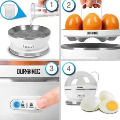 EB27 WE Cuiseur à oeufs 400W 1 à 7 oeufs Thermostat minuteur Cuisson pour oeufs durs ou mollet ou à la coque Sans BPA Duronic