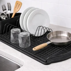 Egouttoir à vaisselle avec plateau en Acier Noir mat MSV