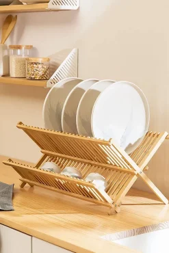 Egouttoir à Vaisselle - Bambou - 2 Niveaux - 43 x 36 x H.28 cm