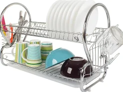 Egouttoir à vaisselle à deux niveaux 22 assiettes