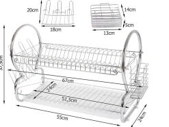 Egouttoir à vaisselle à deux niveaux 22 assiettes