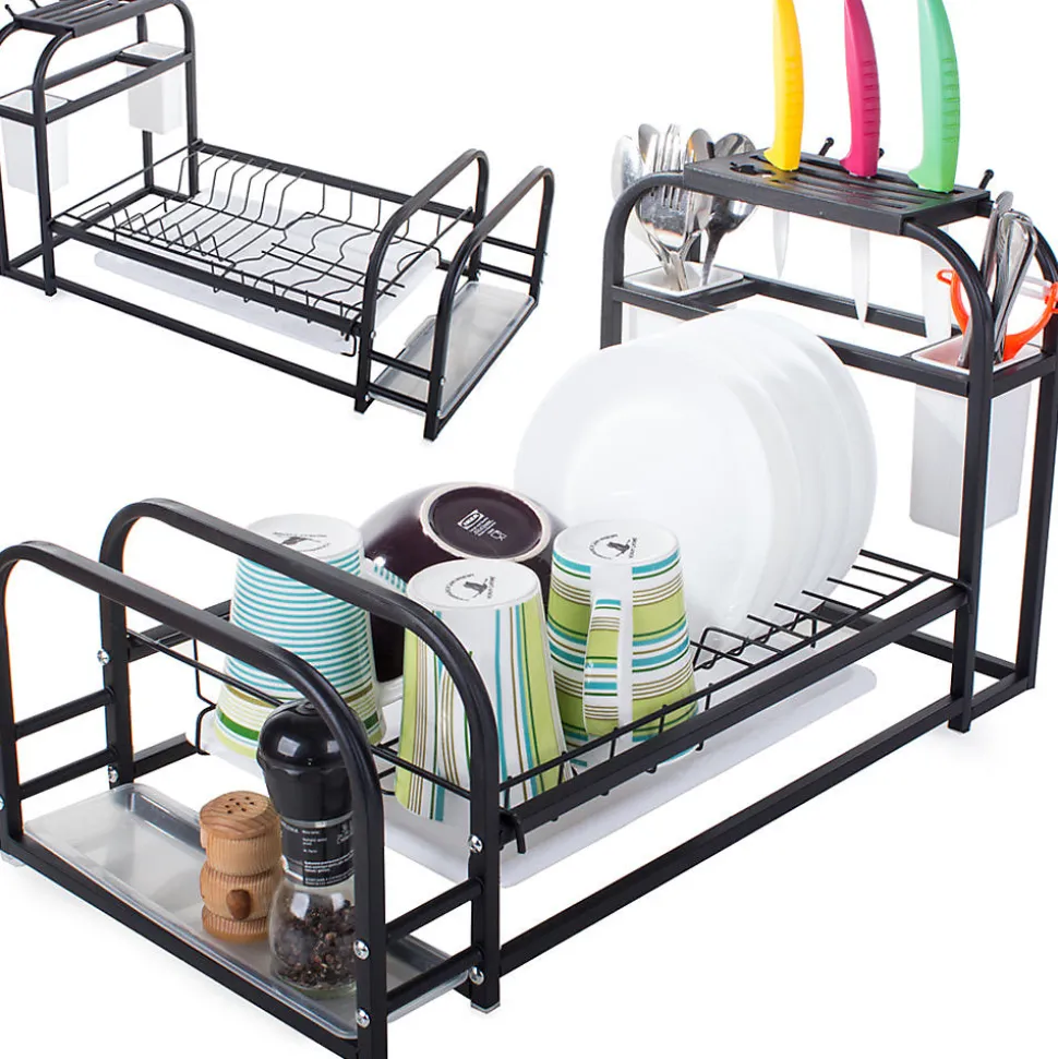 Egouttoir à vaisselle avec support à plateau mezzanine