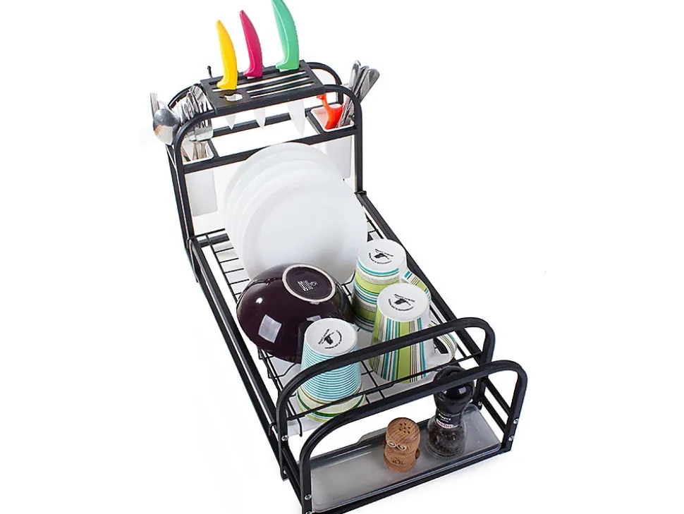 Egouttoir à vaisselle avec support à plateau mezzanine