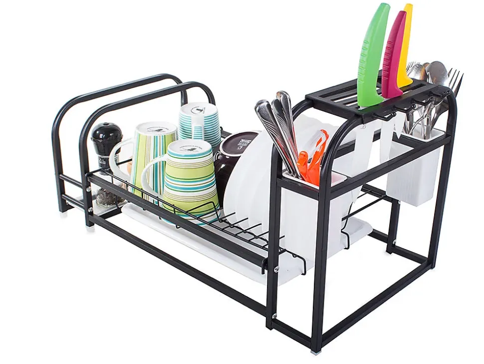 Egouttoir à vaisselle avec support à plateau mezzanine