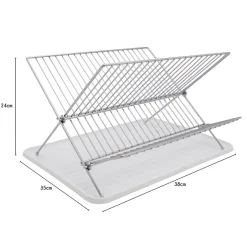 Egouttoir à vaisselle métal et plastique avec bac blanc Box & Beyond