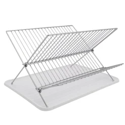 Egouttoir à vaisselle métal et plastique avec bac blanc Box & Beyond