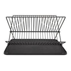 Egouttoir à vaisselle métal et plastique avec bac noir Box & Beyond