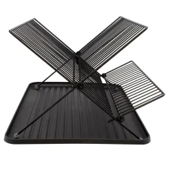 Egouttoir à vaisselle métal et plastique avec bac noir Box & Beyond