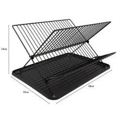 Egouttoir à vaisselle métal et plastique avec bac noir Box & Beyond