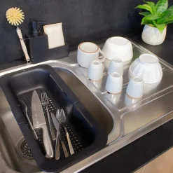 Egouttoir à vaisselle panier extensible noir l. 21 x L. 34,5 x H. 9,5 cm Box & Beyond