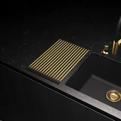 Egouttoir vaisselle rabattable inox doré Helika - dessous de plat doré