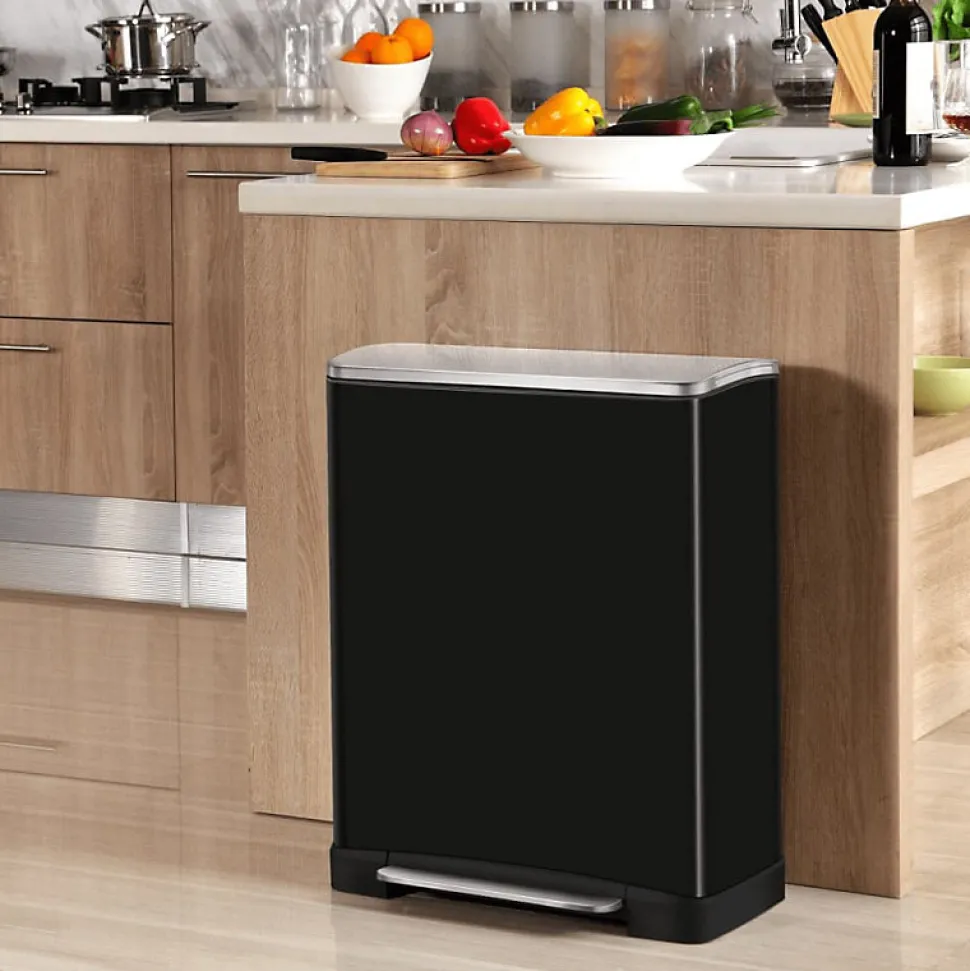 EKO Poubelle à pédale E Cube 50 L Noir mat