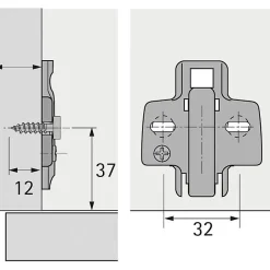 Embase à visser pour ferrure d'angle - Hettich - 3 mm