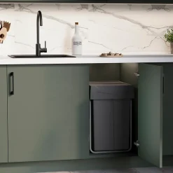 Emuca bac de tri sélectif a montage inférieur et extraction manuelle pour élément de cuisine Recycle, 2x25litres, Plastique gris