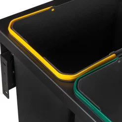 Emuca Bac de tri sélectif pour montage latéral sur meuble de cuisine Recycle 2x24litres, Acier, Plastique gris anthracite