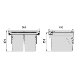Emuca Bac de tri sélectif pour montage latéral sur meuble de cuisine Recycle 2x24litres, Acier, Plastique gris anthracite