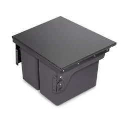 Emuca Bac de tri sélectif pour montage latéral sur meuble de cuisine Recycle 2x24litres, Acier, Plastique gris anthracite