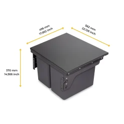 Emuca Bac de tri sélectif pour montage latéral sur meuble de cuisine Recycle 2x24litres, Acier, Plastique gris anthracite