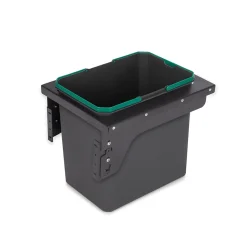 Emuca bac de tri sélectif pour fixation latérale sur meuble de cuisine Recycle 1x35litres, Acier, Plastique gris anthracite