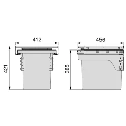 Emuca bac de tri sélectif pour fixation latérale sur meuble de cuisine Recycle 1x35litres, Acier, Plastique gris anthracite