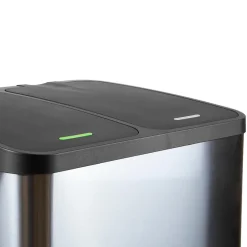 Emuca Bac de tri sélectif a compartiments Recycle, ouverture du couvercle par pédale, 2x15litres, Acier inoxydable