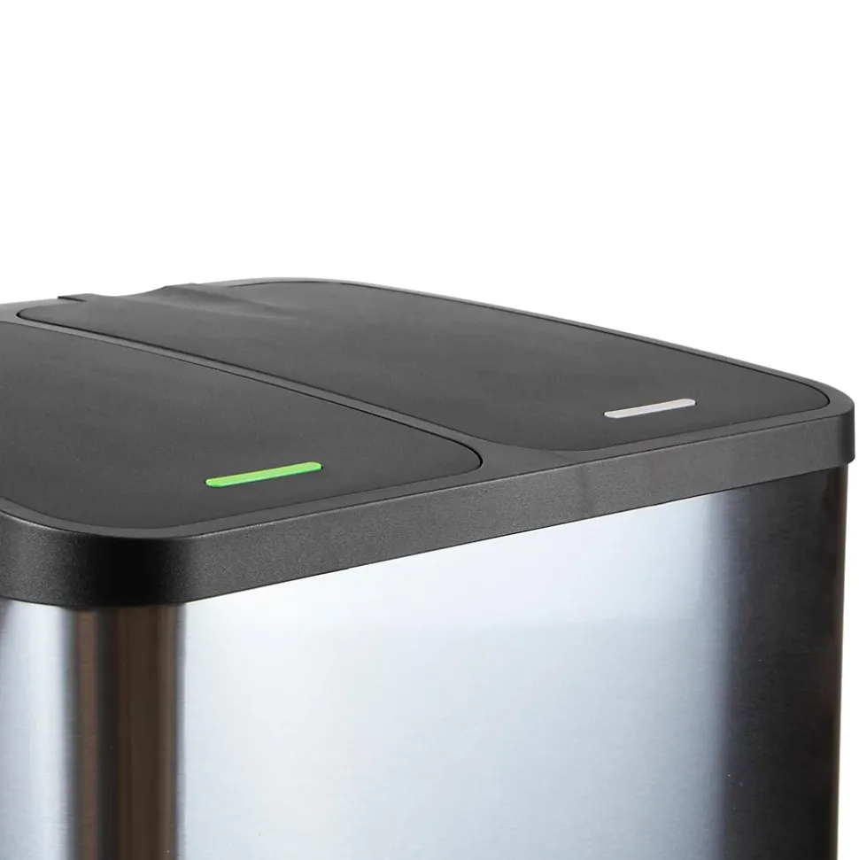 Emuca Bac de tri sélectif a compartiments Recycle, ouverture du couvercle par pédale, 2x15litres, Acier inoxydable