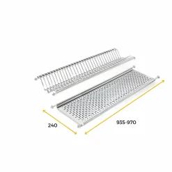 Emuca Egouttoir porte-assiette pour meuble haut, module 1.000mm, Acier inoxydable