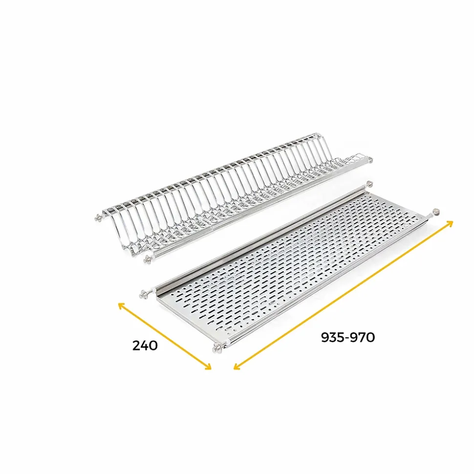 Emuca Egouttoir porte-assiette pour meuble haut, module 1.000mm, Acier inoxydable