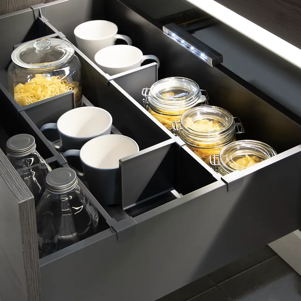 Emuca Kit d'accessoires de séparation pour intérieurs de tiroirs Vertex-Concept, largeur 600 mm, Aluminium et Plastique, Gris