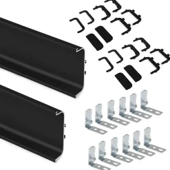 Emuca Kit de 2 profils centraux Gola pour meubles de cuisine, longueur 2,35m, avec accessoires, Aluminium, Peint en noir
