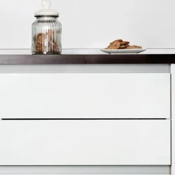 Emuca Kit de 2 profils centraux Gola pour meubles de cuisine, longueur 2,35m, avec accessoires, Aluminium, Peint en blanc