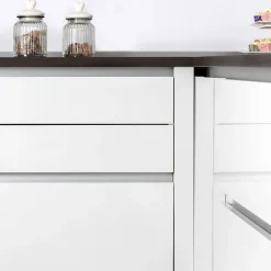 Emuca Kit de 2 profils centraux Gola pour meubles de cuisine, longueur 2,35m, avec accessoires, Aluminium, Peint en blanc