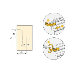 Emuca Kit de 2 profils centraux Gola pour meubles de cuisine, longueur 2,35m, avec accessoires, Aluminium, Peint en blanc