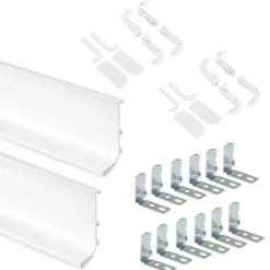 Emuca Kit de 2 profils supérieurs Gola pour meubles de cuisine, longueur 2,35m, avec accessoires, Aluminium, peint blanc.