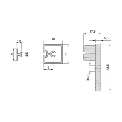 Emuca Kit de 4 profils transversaux pour meubles de cuisine Albeam, avec accessoires à visser, aluminium et plastique, anodisé mat