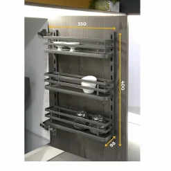 Emuca Kit de plateau à épices Titane pour meuble de cuisine ou élément suspendu, acier, gris anthracite