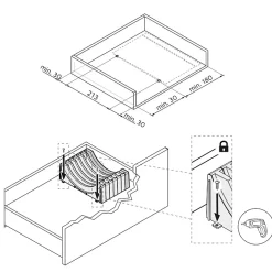 Emuca Kit de rangement pour assiettes, 13 assiettes maximum, Plastique, Gris antracite