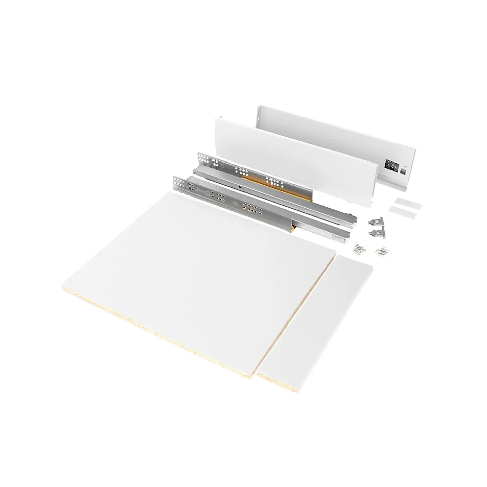 Emuca Kit de tiroirs pour cuisine ou salle de bains Vertex, hauteur 93mm, avec panneaux inclus, module 450mm, peint en blanc