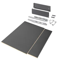 Emuca Kit de tiroirs pour cuisine ou salle de bains Vertex avec réglages 3D, hauteur 178mm, avec panneaux inclus, module 900mm,