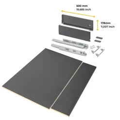 Emuca Kit de tiroirs pour cuisine ou salle de bains Vertex avec réglages 3D, hauteur 178mm, avec panneaux inclus, module 900mm,