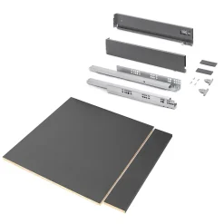 Emuca Kit de tiroirs pour cuisine ou salle de bains Vertex avec réglages 3D, hauteur 93mm, avec panneaux inclus, module 600mm,