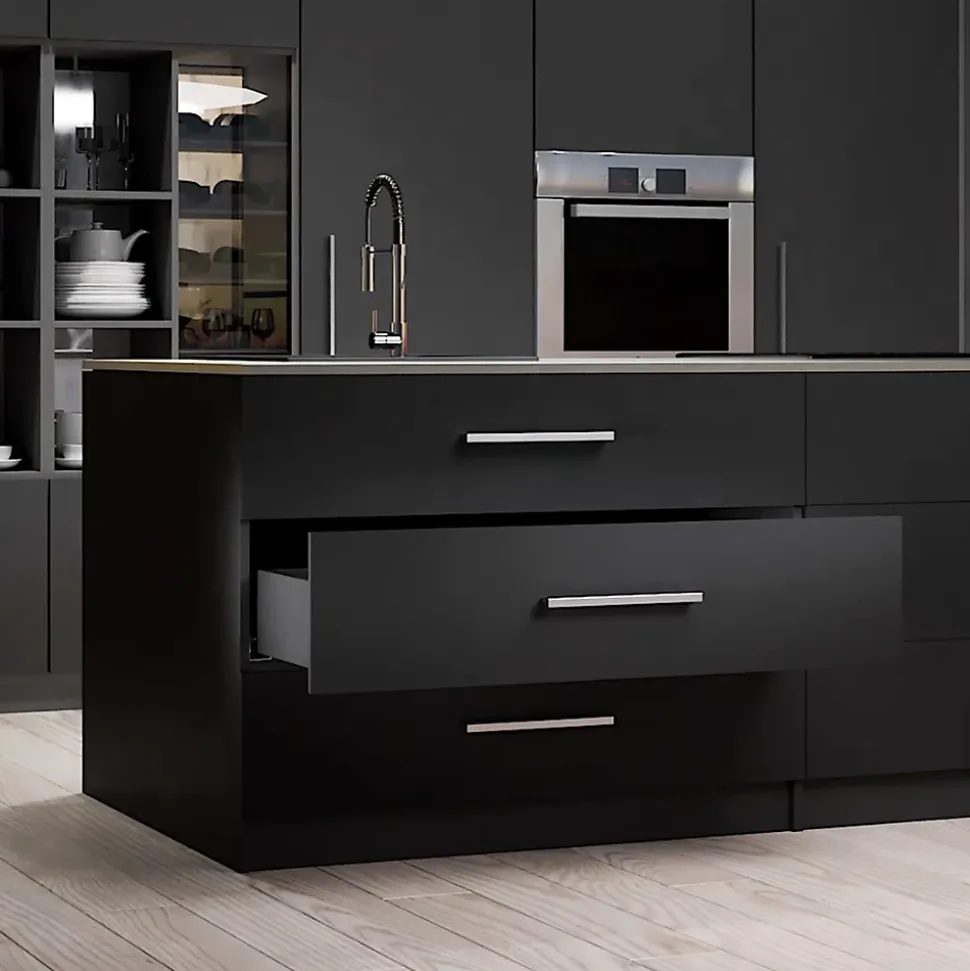 Emuca Kit de tiroirs pour cuisine ou salle de bains Vertex avec réglages 3D, hauteur 93mm, avec panneaux inclus, module 600mm,