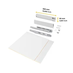 Emuca Kit de tiroirs pour cuisine ou salle de bains Vertex avec réglages 3D, hauteur 93mm, avec panneaux inclus, module 600mm,