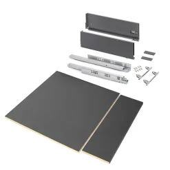 Emuca Kit de tiroirs pour cuisine ou salle de bains Vertex avec réglages 3D, hauteur 178mm, avec panneaux inclus, module 600mm,