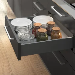 Emuca Kit de tiroirs pour cuisine ou salle de bains Vertex avec réglages 3D, hauteur 178mm, avec panneaux inclus, module 600mm,