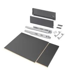 Emuca Kit de tiroirs pour cuisine ou salle de bains Vertex avec réglages 3D, hauteur 178mm, avec panneaux inclus, module 450mm,